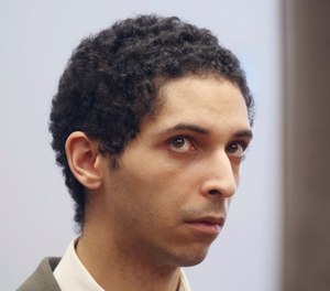 Tyler Barriss appears before Judge Bruce Brown Tuesday, May 22, 2018 in a preliminary hearing in Wichita, Kan.