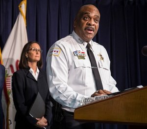 In this file photo, Chicago Police Superintendent Eddie Johnson speaks at a news conference in Chicago. (Rich Hein/Chicago Sun-Times via AP, File)