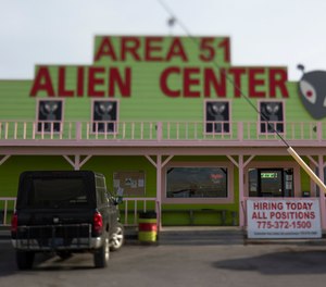 Photo shows the Area 51 Alien Center in Amargosa Valley, Nevada, about 90 miles north of Las Vegas.