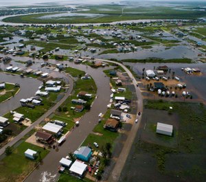 According to Matagorda County Constable Bill Orton, Sargent received 22 inches of rain since Imelda started impacted the area on Tuesday. Photographed from above Sargent, Texas. (Photo/Mark Mulligan, Houston Chronicle via AP)