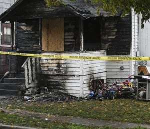 The aftermath of a fire at a home in the 2000 block of New York Avenue near Lake Lansing Road.