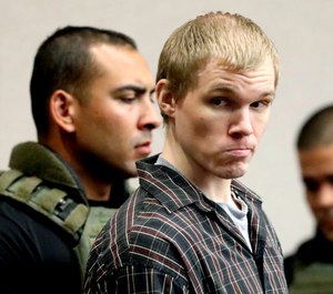In a Monday, Oct. 28, 2019 file photo, Mikel Brady enters the courtroom in Manteo, N.C. for the second phase of his trial in Manteo, N.C. (Steve Earley/The Virginian-Pilot via AP, File)