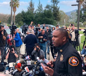 Los Angeles County Fire Department Chief Daryl Osby took questions at a news conference on Jan. 26, 2020, after Kobe Bryant, his 13-year-old daughter and seven others were killed in a helicopter crash.