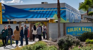 Patrons leave the Golden Road Brewery after they were told by employees that the governor ordered bars to close temporarily to prevent the spread of the coronavirus, Sunday, March 15, 2020 in Anaheim Calif. Image: Mindy Schauer/The Orange County Register via AP