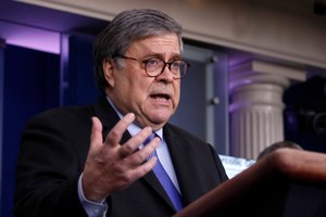 Attorney General William Barr speaks at a White House briefing, Wednesday, April 1, 2020. Image: AP Photo/Alex Brandon