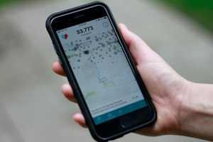 The Care19 app is seen on a cell phone screen, Friday, May 22, 2020, in Sioux Falls, S.D. Image: AP Photo/Stephen Groves