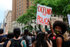 Protesters march Saturday, June 6, 2020, in New York. Demonstrations continue across the United States in protest of racism and police brutality. Image: AP Photo/Ragan Clark