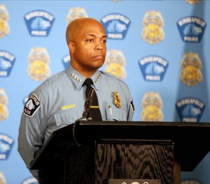 Minneapolis Police Chief Medaria Arradondo listens to a question at a press conference on June 10, 2020.