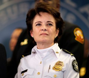 In this Thursday, Jan. 4, 2018, file photo, Atlanta Police Chief Erika Shields attends a news conference in Atlanta.