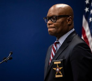 Chicago Police Superintendent David Brown addresses the city's weekend gun violence during a news conference at CPD headquarters.