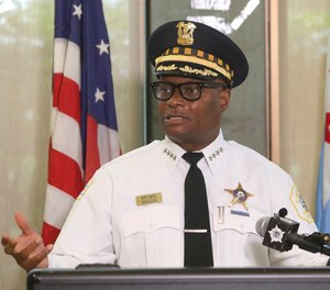 Chicago Police Superintendent David Brown speaks at a news conference on Monday, July 27, 2020 in Chicago.