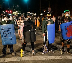 Demonstration during 2020 protest in Portland, Oregon.