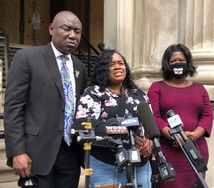 Tamika Palmer, mother of Breonna Taylor, addresses the media in Louisville, Ky. on Thursday, Aug. 13, 2020.