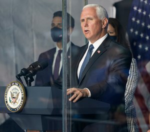 Vice President Mike Pence speaks at a ceremony Friday, Sept. 11 2020, in New York. According to the New York Daily News, Republican Rep. Pete King addressed the issue with Pence after the event, and Pence