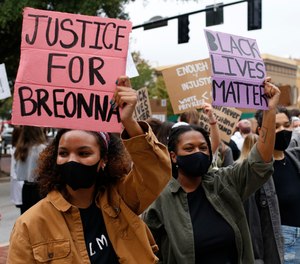 University of Georiga students lead a Black Lives Matter protest in downtown in memory of Breonna Taylor in Athens, Ga., Friday, Sept. 25, 2020.