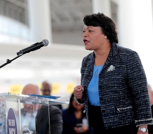 In this Nov. 5, 2019 file photo, New Orleans Mayor Latoya Cantrell speaks at a ribbon cutting ceremony.