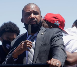 In this July 7, 2020, file photo, Supervisor Shamann Walton, who introduced the legislation, speaks at a news conference in San Francisco.