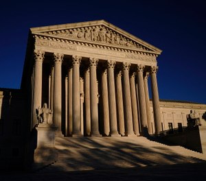 The Supreme Court is seen at sundown on the eve of Election Day in Washington.