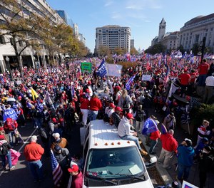 Supporters of President Donald Trump rally at Freedom Plaza on Saturday, Nov. 14, 2020, in Washington.
