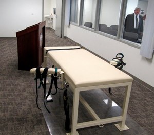 The execution chamber at the Idaho Maximum Security Institution as Security Institution Warden Randy Blades look on in Boise, Idaho.