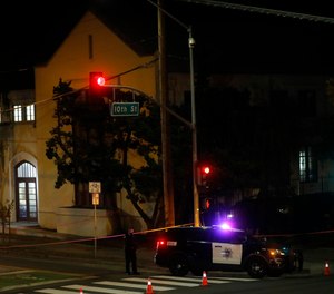 Two people died and multiple others were injured in a stabbing at a church in California, Sunday, Nov. 22, 2020, where homeless people had been brought to shelter from the cold weather, police said.