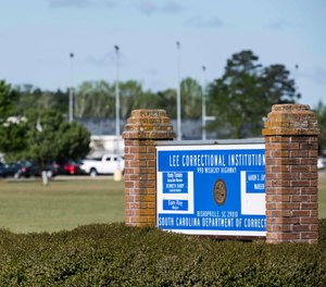 A sign outside the Lee Correctional Institution in Bishopville, S.C.