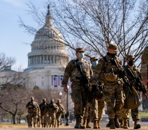 Members of the National Guard patrol outside the Capitol Building in Washington D.C. as part of increased security measures following the Jan. 6 Capitol breach. The National Highway Traffic Safety Administration Office of EMS is urging first responders to prepare for potential civil unrest ahead of the presidential inauguration of Joe Biden on Jan. 20.