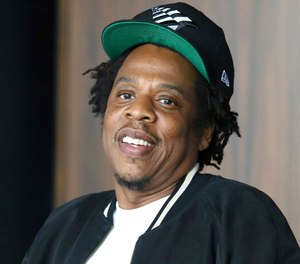 In this July 23, 2019, file photo, Jay-Z makes an announcement of the launch of Dream Chasers record label in joint venture with Roc Nation, at the Roc Nation headquarters in New York.