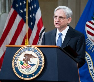 Attorney General Merrick Garland addresses staff on his first day at the Department of Justice, Thursday, March 11, 2021, in Washington.