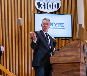 New York City police Commissioner Dermot Shea speaks Wednesday, March 31, 2021.