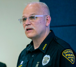 In this June 24, 2020 file photo, Tucson Police Chief Chris Magnus speaks during a press conference in Tucson, Ariz.
