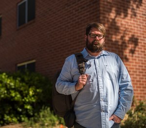 Chris Lambert, a musician and recording engineer, poses Thursday, April 15, 2021, at California Polytechnic University in San Luis Obispo, Calif.