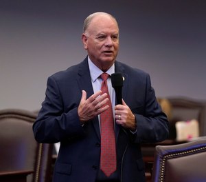 Florida state Sen. Ed Hooper speaks during a legislative session at the Capitol in Tallahassee, Fla.