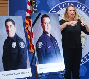 San Luis Obispo police department detective Steve Orozco, left, was wounded and detective Luca Benedetti was killed during a warrant search on Camellia Court Monday, May 11, 2021.