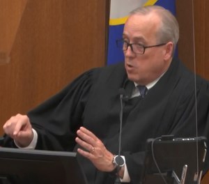 In this April 19, 2021, file image from video, Hennepin County Judge Peter Cahill addresses the court after the judge put the trial into the hands of the jury, in the trial of Chauvin in Minneapolis, Minn.