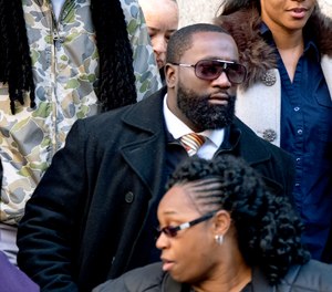 In this Nov. 25, 2019, photo Michael Thomas, a federal CO responsible for monitoring Jeffrey Epstein the night he killed himself, leaves federal court in New York.