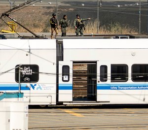 Law enforcement officers respond to the scene of a shooting at a Santa Clara Valley Transportation Authority (VTA) facility on Wednesday, May 26, 2021, in San Jose, Calif.