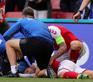 Christian Eriksen, a midfielder for the Denmark national soccer team, suddenly collapsed during a European Championship match on Saturday and “was gone” according to the team’s doctor before being resuscitated, NBC News reported.