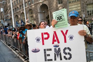 Off-duty FDNY EMS personnel are boycotting the New York City ticker tape parade for essential workers to protest pay disparity.