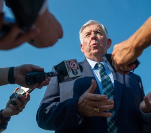 Missouri Gov. Mike Parson answers questions from journalists on Tuesday, July 13, 2021 in Kansas City, Mo.