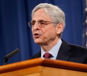 In this June 25, 2021 file photo, Attorney General Merrick Garland speaks during a news conference at the Department of Justice in Washington.