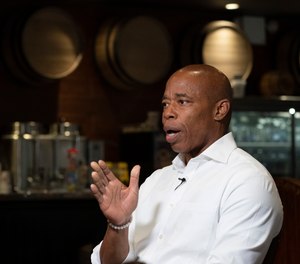 Eric Adams, a candidate for New York City mayor, speaks during an interview at a Brooklyn diner, Wednesday, Aug. 4, 2021.