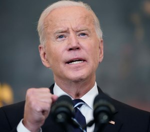 President Joe Biden speaks in the State Dining Room at the White House, Thursday, Sept. 9, 2021, in Washington. Biden is announcing sweeping new federal vaccine requirements affecting as many as 100 million Americans in an all-out effort to increase COVID-19 vaccinations and curb the surging delta variant.
