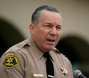 In this Sept. 10, 2020, file photo Los Angeles County Sheriff Alex Villanueva speaks at a news conference in Los Angeles. Villanueva says he will not enforce the county's vaccine mandate in his agency.