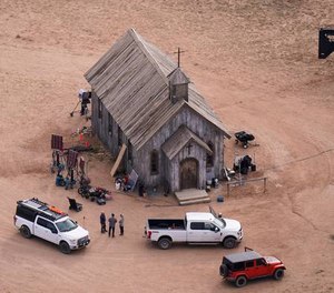 This aerial photo shows the Bonanza Creek Ranch in Santa Fe, N.M. Actor Alec Baldwin fired a prop gun on the set of a Western being filmed at the ranch on Oct. 21, killing the cinematographer.