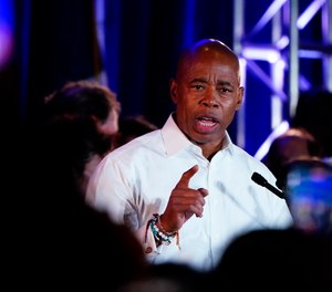 New York City Mayor-Elect Eric Adams speaks to supporters Tuesday, Nov. 2, 2021, in New York.