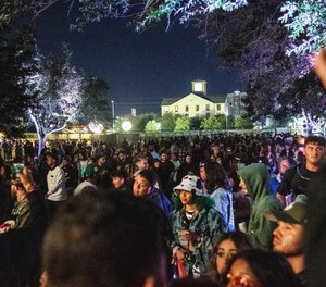 Festival goers head into the VIP area prior to Travis Scott performing during day one of the Astroworld Music Festival at NRG Park on Friday, Nov. 5, 2021, in Houston.
