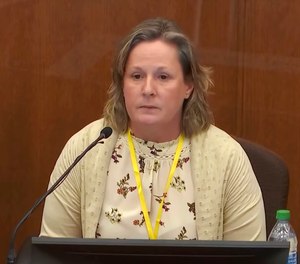 In this screen grab from video, former Brooklyn Center Police Officer Kim Potter testifies in court, Friday, Dec. 17, 2021 at the Hennepin County Courthouse in Minneapolis, Minn.