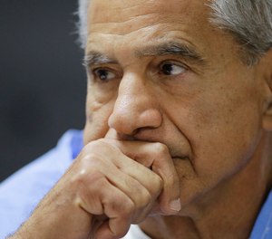Sirhan Sirhan reacts during a parole hearing on Feb. 10, 2016, at the Richard J. Donovan Correctional Facility in San Diego.