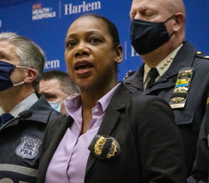 New York City Police Commissioner Keechant Sewell speaks during a news conference. Women make up only 8.3% of all police chiefs and less than 13% of all law enforcement officers in 2021.